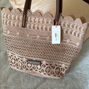 Elegant light pink Zingara  Lace Tote Bag